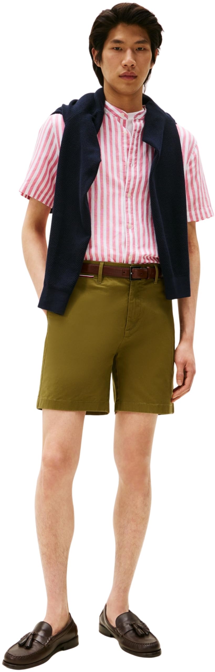Tommy Hilfiger Camisa Hombre Linen Blend Mao con Cuello Mao