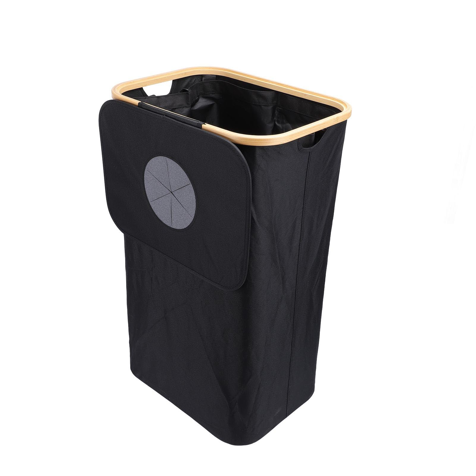 Poubelle de Recyclage, Panier de Recyclage en Bambou Pliable et étroit en Tissu Oxford, Panier de Sac Intérieur Amovible et Lavable, Idéal pour la Cuisine, le Bureau, la Maison, l'Intérieur