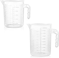 AskBed 2-Pack BPA-Free Measuring Cups (500ml & 1000ml) - Microwave Safe, Dishwasher Safe Plastic Cups for Baking, Cooking & Precise Measuring
