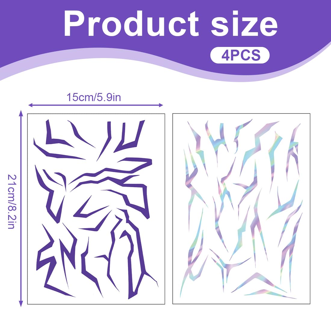 4pcs Tatuaggio Adesivo Viola,Tatuaggi Temporanei Da Costume,Per Cosplay,Carnevale,Halloween,Serate Sul Palco