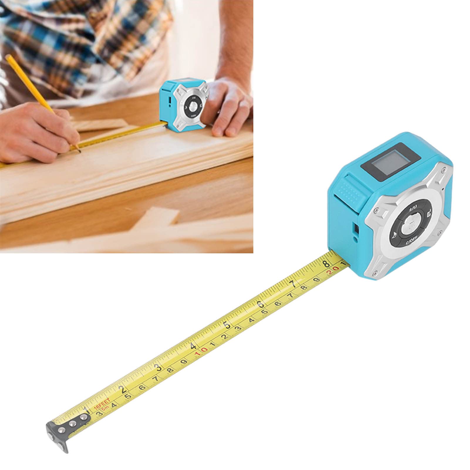 Cinta Métrica Digital 3 en 1, Herramienta de Medición Láser de 131.2 Pies y Cinta Métrica de 16.4 Pies, Cinta Métrica Recargable con Pantalla Digital Cambio de Unidad de Gancho