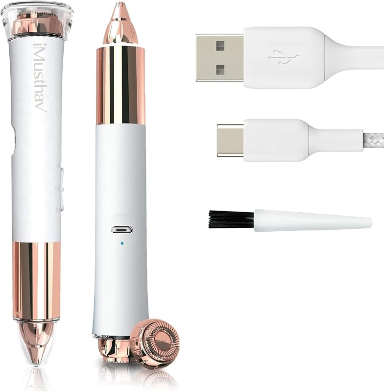 Aparador facial 2 em 1 iMusthav com luz LED e cabeça folheada a ouro 18K, recarregável via USB