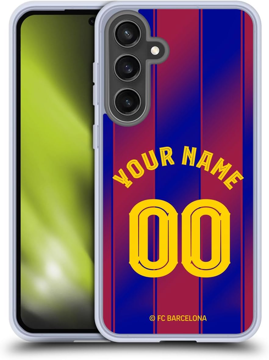 Custom Customised Personalised FC Barcelona Home 2025/26 Kit Gel Case [Military Grade Protection] Compatible with Samsung Galaxy S24 FE
