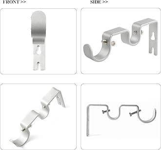 Heavy Duty Double Curtain Rod Brackets (Set of 6, Silver) 1" and 5/8" Inch Rod Holders