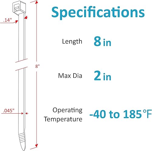 Miniatura 10 de Bridas de varios tamaños (4 + 6 + 8 + 12 pulgadas), paquete de 400 bridas negras, bridas de alambre resistentes a los rayos UV ANOSON
