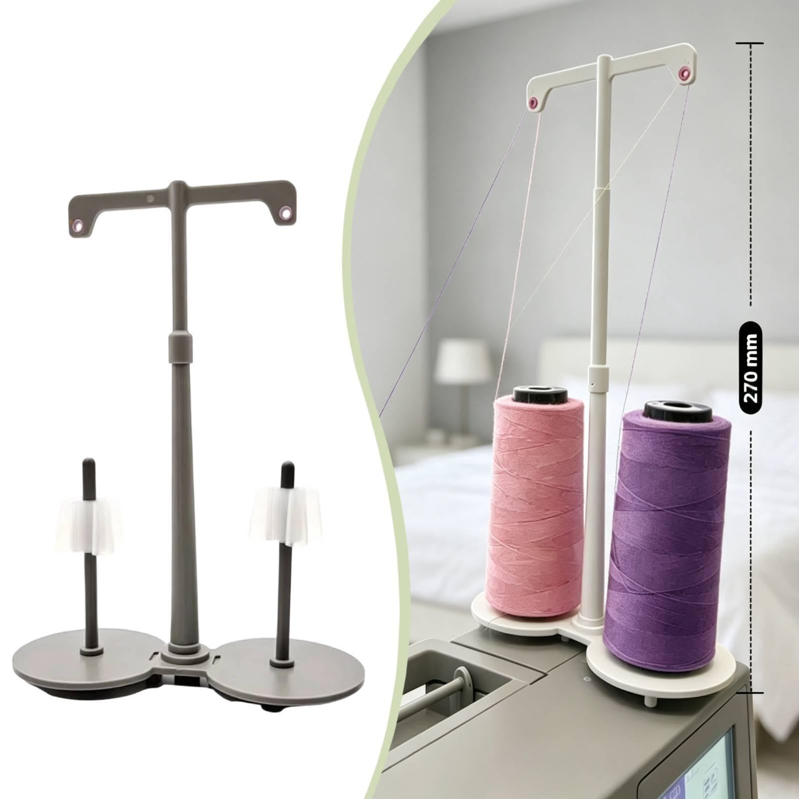 Soporte Doble para Hilo de Acolchado Y Remallado, Gris, Individual