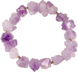 real raw amethyst quartz bead bracelet for women chakra reiki crystals irregular elastic adjustable bracelets,Stone,Amethyst, Stone, Amethyst