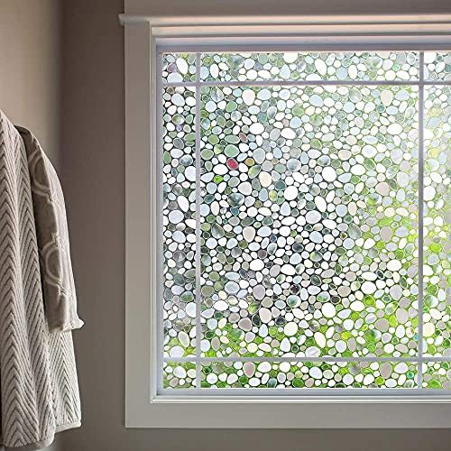 Amazon Brand - Umi 3D Window Privacy Films - Static Frosted Adhesive Glass Film, Translucent Window Stickers Decorative Windows Film with Laser Tinting in the Sunlight - Pebble (44.5cmX200cm)