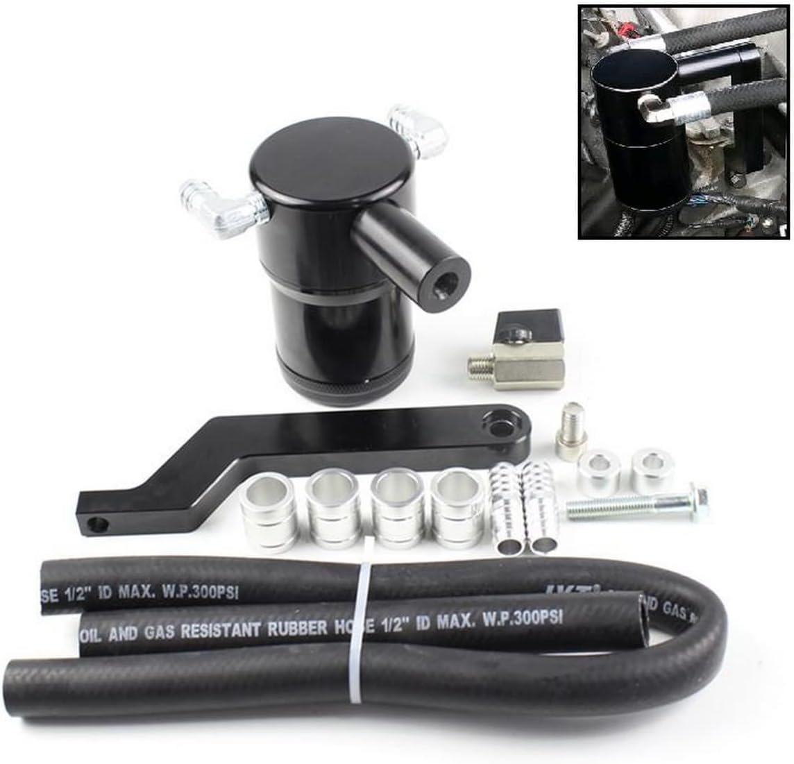 For 09-18 Godge Ram 1500 2500 3500 5.7L 6.1L Hemi Engines W/Z Bracket Aluminum Billet Oil Catch Can Tank