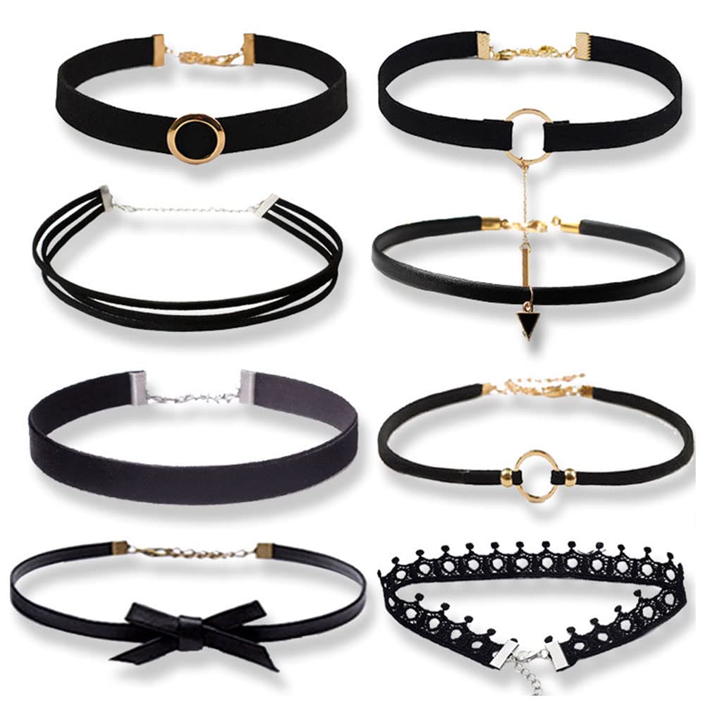 3 collane girocollo da donna nere collare da donna in velluto regolabile con gozzo classico set di gioielli neri per donna e ragazza compleanno in velluto Halloween cosplay