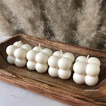 Smooth Scented Mini Bubble Candles | Candles for Home Decoration | Diwali Candles | Birthday | Valentines | Scented Bedroom Candles | Party | Anniversary | 3-5 Hrs. White (Pack of 4)