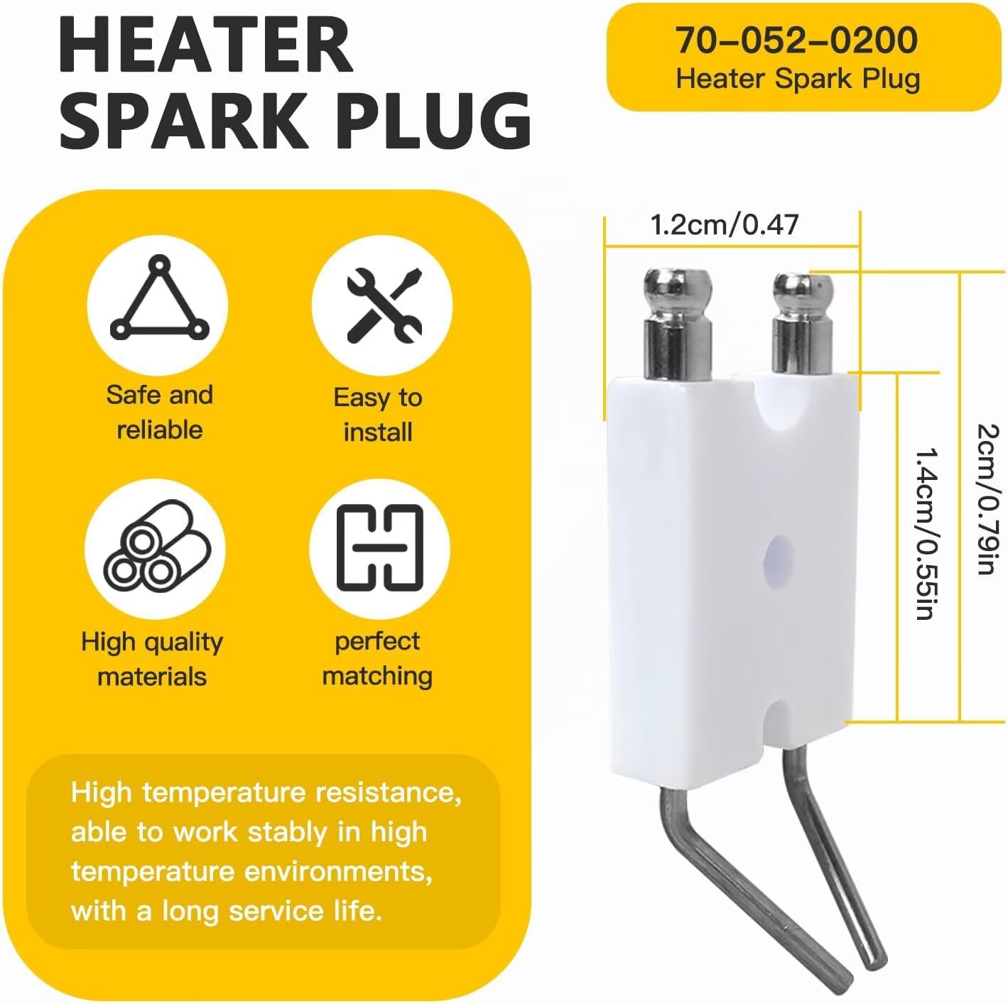 2025 New 70052-0200 Pack of 2 Ignitor Spark Pug for H-eatHog/R-emington HH-125T-KFA HH-175T-KFA HH-215T-KFA