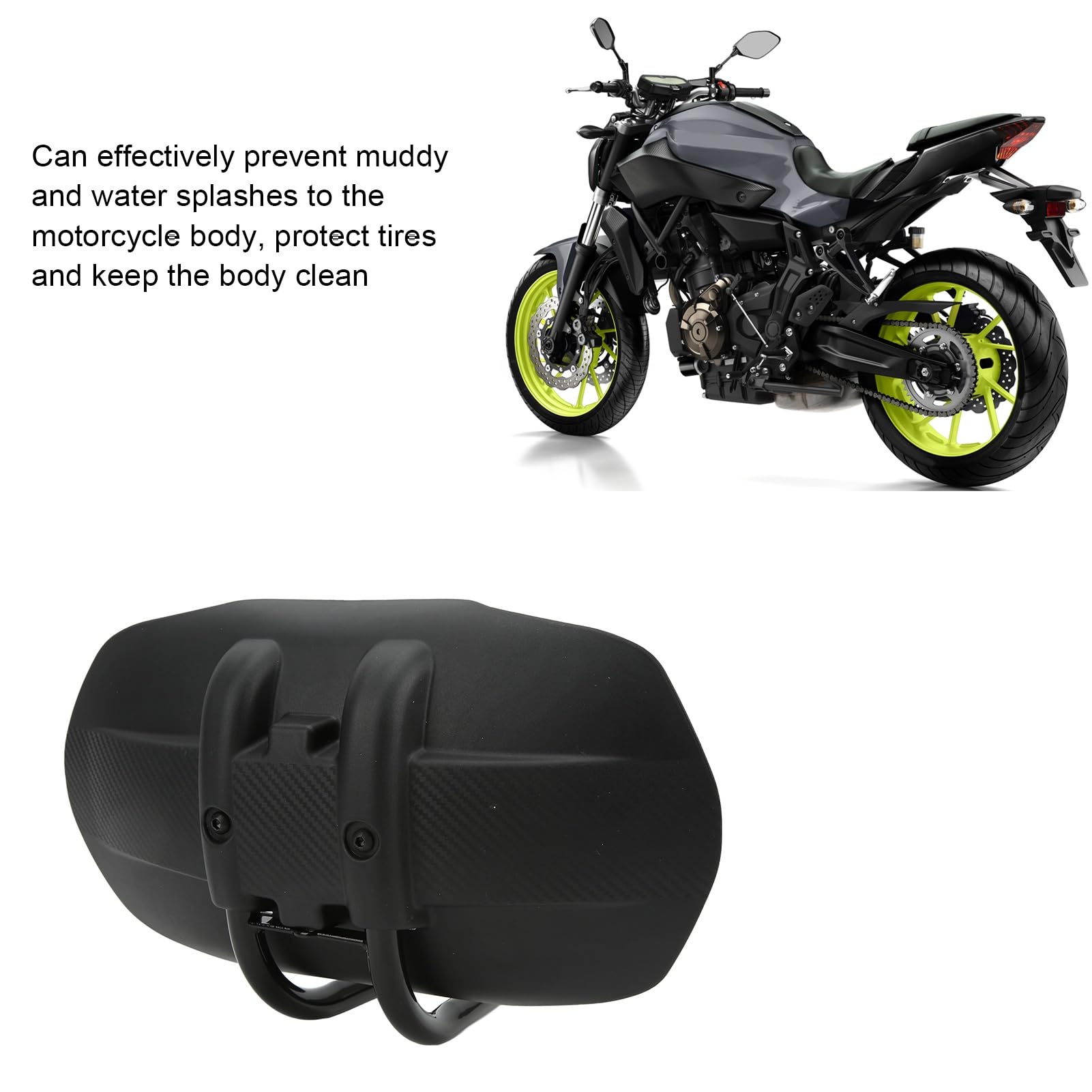 Błotnik tylnego koła motocykla Uniwersalna osłona przeciwbryzgowa ze stali nierdzewnej ABS Chroni opony Utrzymuje czystość Łatwa instalacja dla MT07 MT09 Z650 Z800 CBR650 Czarny