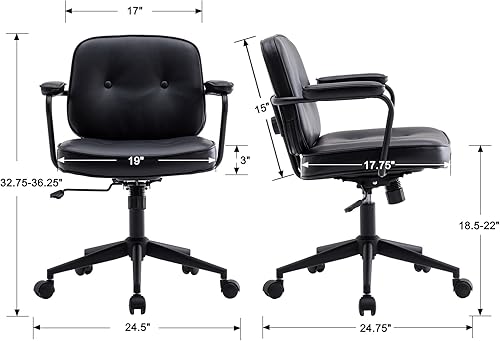 Miniatura 8 de Silla de escritorio giratoria moderna con reposabrazos, cómoda silla de computadora de altura ajustable con ruedas, silla de escritorio con botones