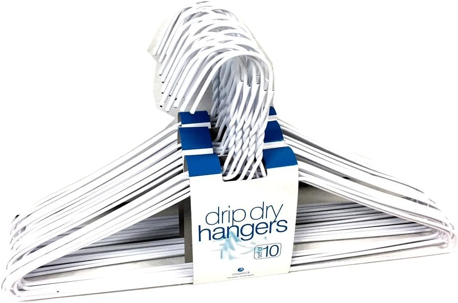 Set of 30 Wire Hangers Galvanized Steel Metal Coat Clothes Hangers with Plastic Coating White Color 16" (40.5Cm) Wide - 13 Gauge