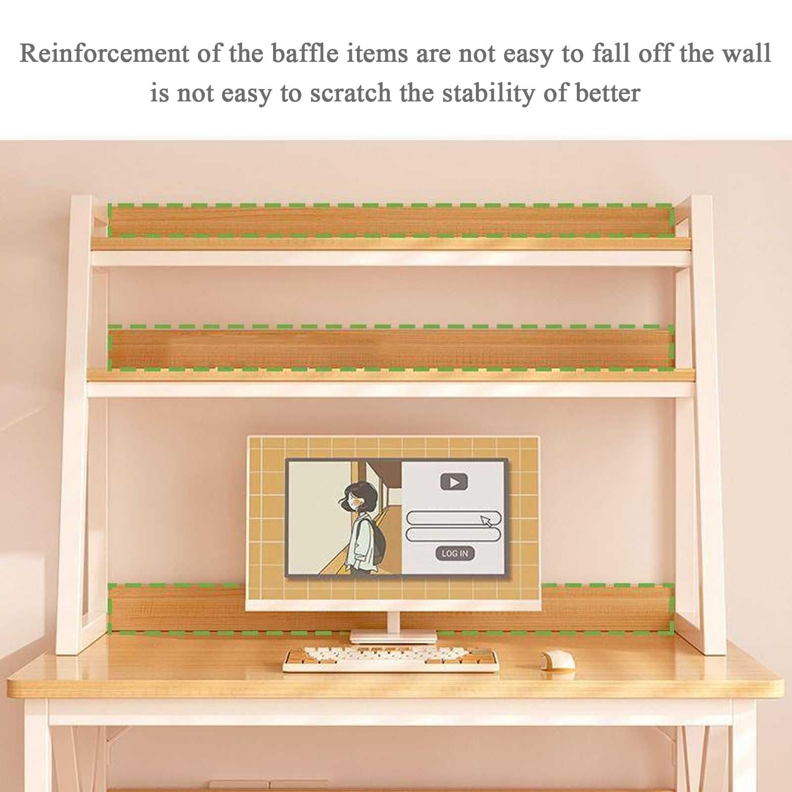 Étagères de Bureau Étagère de bibliothèque pour Bureau d'étudiant Organisateur de Rangement Stable Étagère de Rangement Multicouche pour Bureau d'ordinateur de dortoir (Blanc