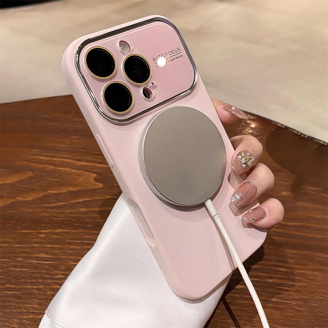 Set di due custodie in silicone per iPhone Air con ricarica magnetica, vetro protettivo per la lente (per iPhone Air/rosa ciliegio)