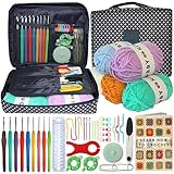 hobby hive Crochet Kits for Beginners Adults 60PCS Starter Set Includes Instructions, Ergonomic Crochet Hooks Set, Knitting Accessories, Yarn & Storage Case. Complete Knitting Set for Adults.