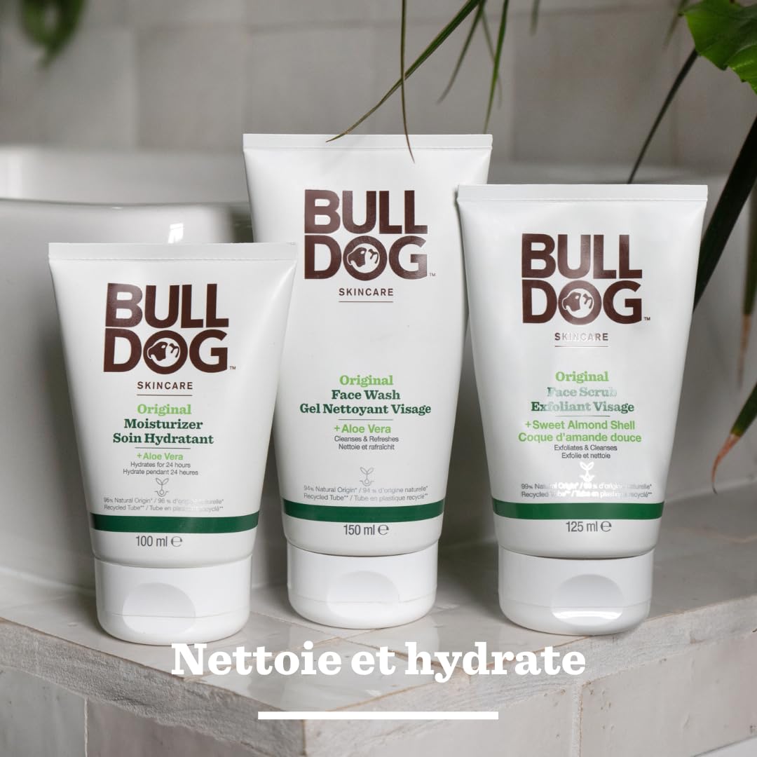 Bulldog Skincare Original Nettoyant visage pour hommes, Soin et nettoyant visage, nettoie et aide à éliminer l’excès de sébum, 150 ml
