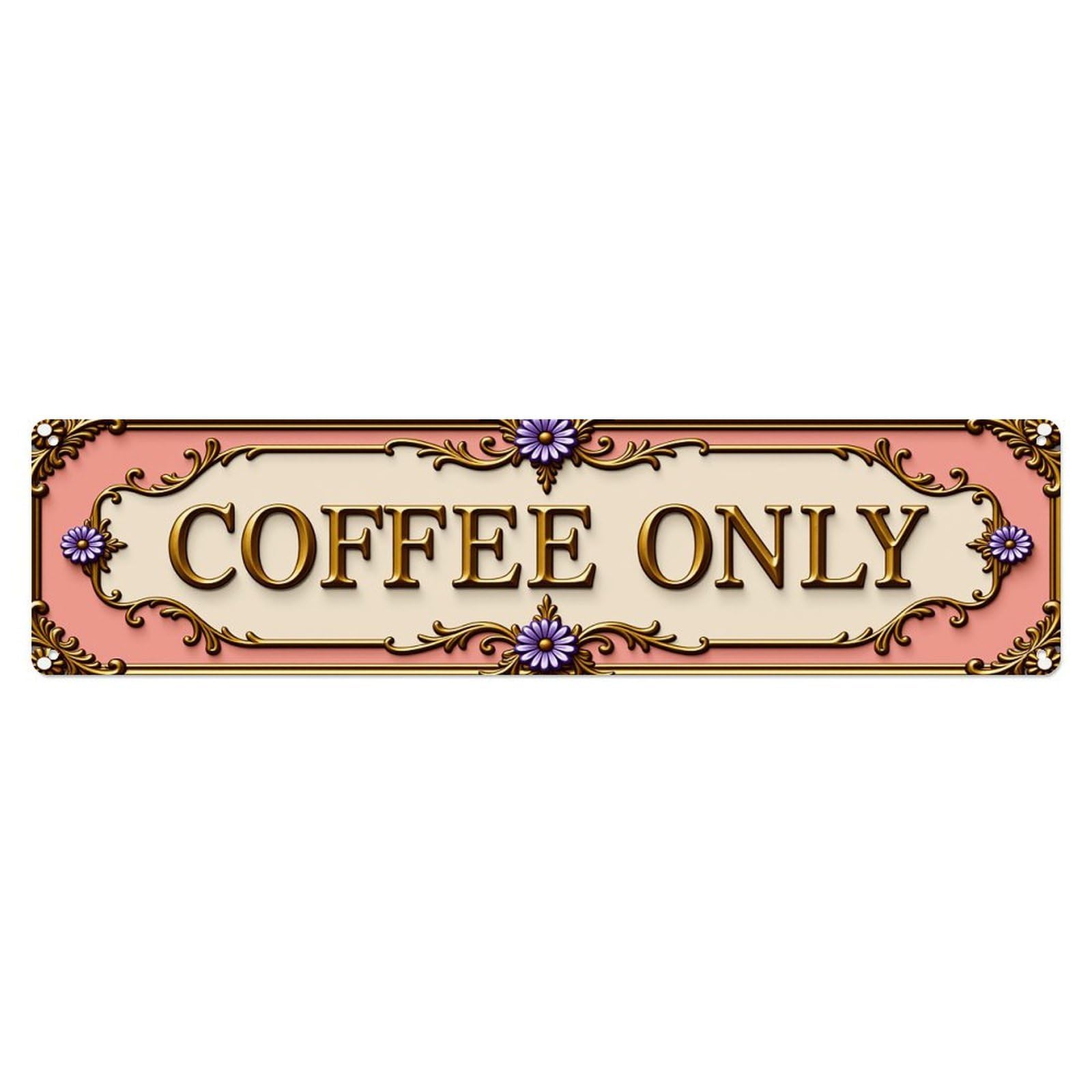 Ornate Frame Coffee Sign Pattern_1 Vintage Metal Tin Sign Retro Wall Decor for Home Bar Garage Cafe, Indoor & Outdoor Decorative，Metal Poster, 4x16 Inch