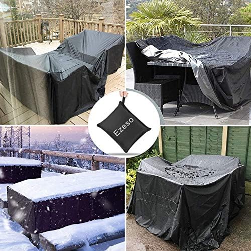 Furniture Cover, Heavy Duty Rectangular 420D Oxford Fabric Patio Furniture Table Chair Covers UV Resistant Tear-Resistant, Outdoor Durable Waterproof Dustproof Anti-UV Cover for Garden (71x47x29inch)