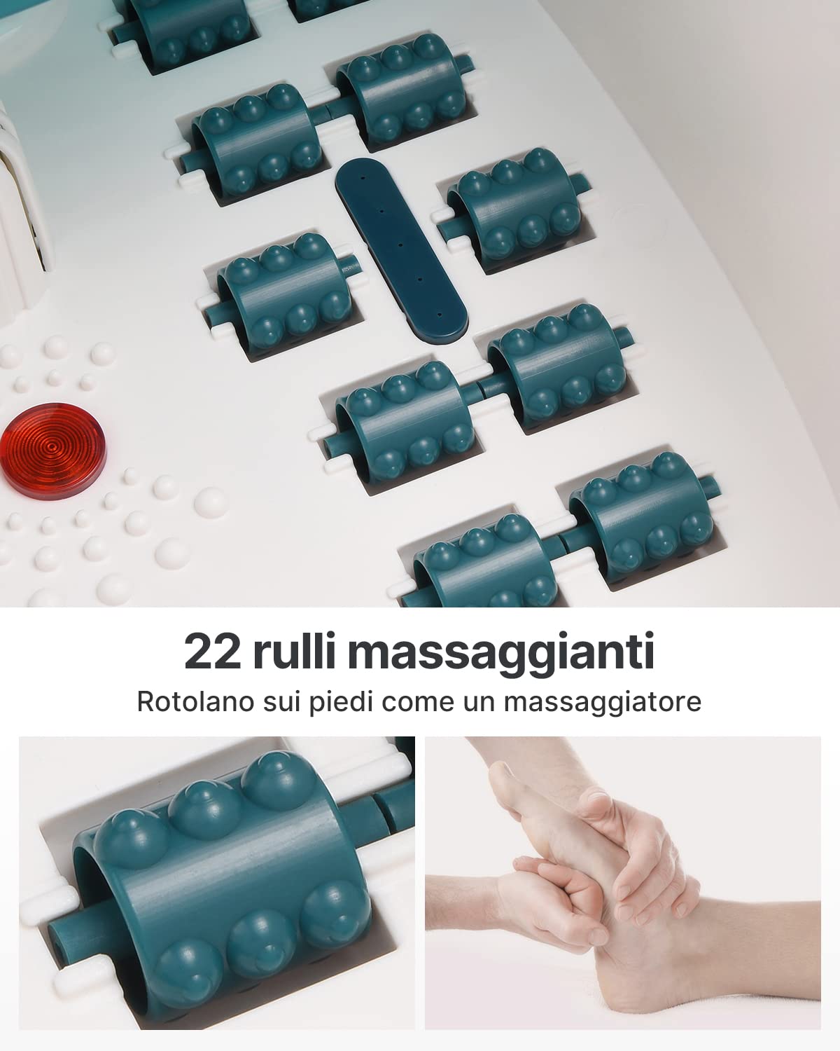 RENPHO Pediluvio Massaggiatore Piedi, Idromassaggio Piedi con Spina GFCI e Kit Pedicure, Bolle di Vibrazione con Controllo della Temperatura e 22 Rulli Rimovibili per Piedi Rilassanti