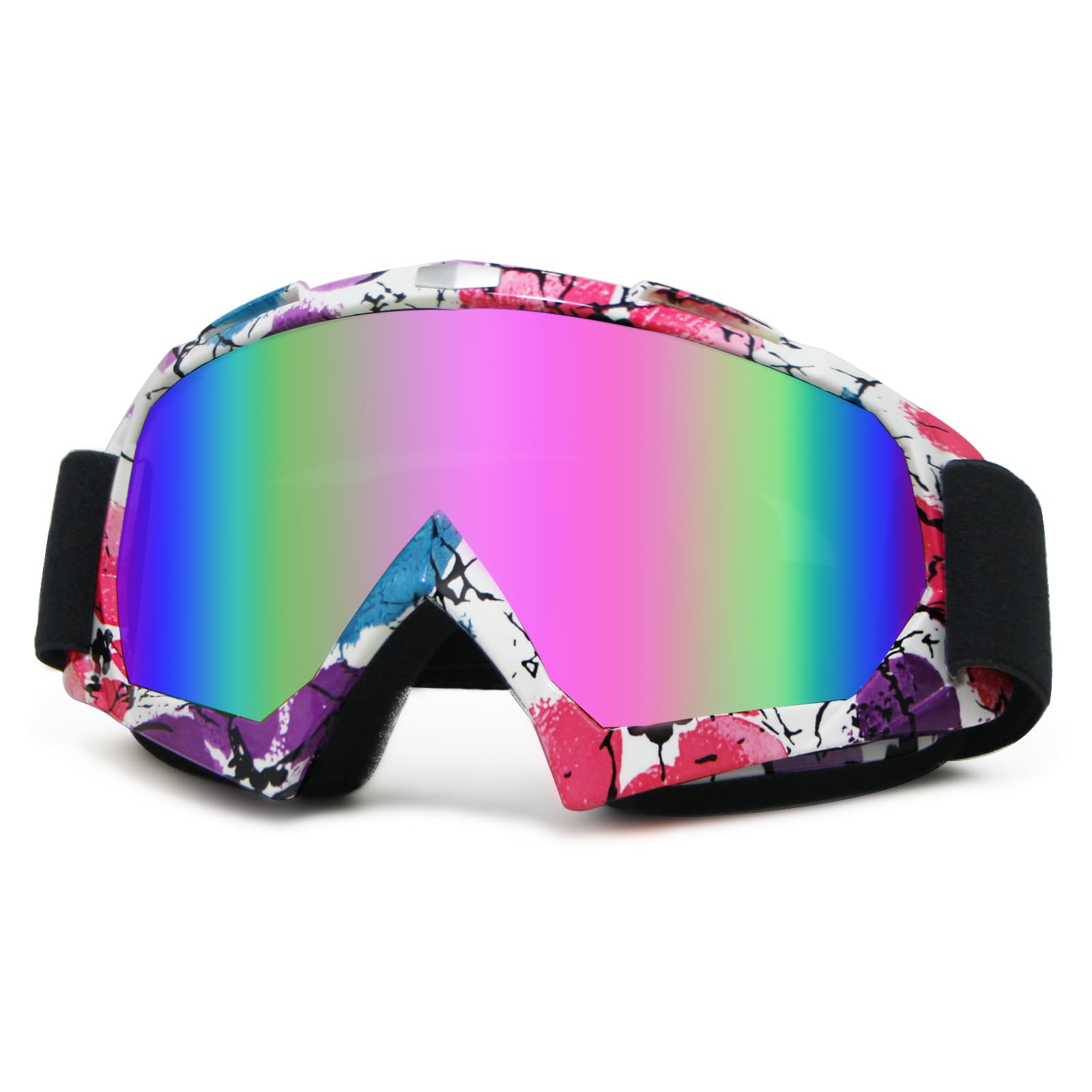 Gafas de motocicleta para motocross, cuatrimotos, cuatro ruedas, UV 400, todoterreno, Mx, casco de carreras, para hombres, mujeres, adultos, jóvenes y niños (marco rosa + lente de color rosa)