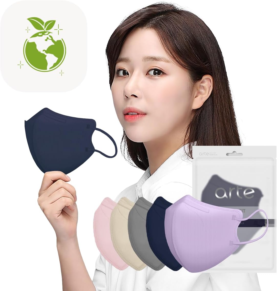 HOMSSEMArte Korean Mask For Adults Dust Mask Made In Korea 2d–4Layer Protective Filter Ideal Fit for Comfortable 5 Color (Navy 25p)