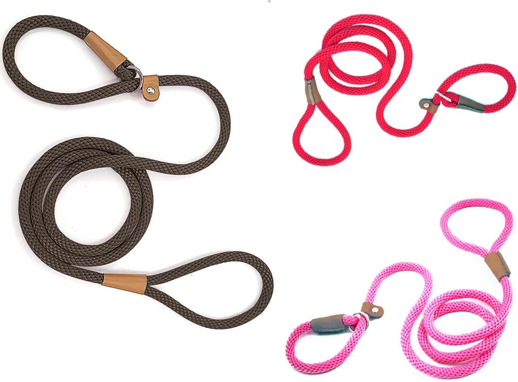 lynxking Slip Lead Dog Leash 8 FT x 1/2 inches Strong Heavy Duty Dog Rope Leash Braided Comfortable Handle for Small Medium Large Dogs