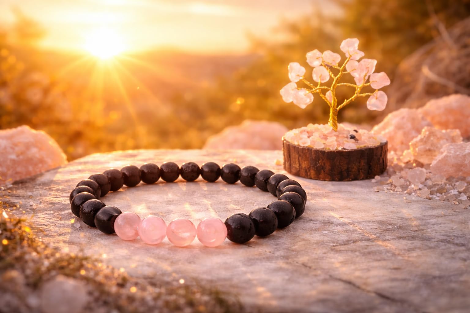 RatnaSetu Rose Quartz Bracelet with Tree of Life Charm - Natural Crystal Healing Stone for Love & Emotional Healing | Heart Chakra Jewelry for Women | Adjustable Taurus Libra Zodiac Gift 3