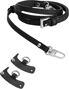 leather purse strap replacement Crossbody Straps For Purses Bag with a D-ring for easy installation Black