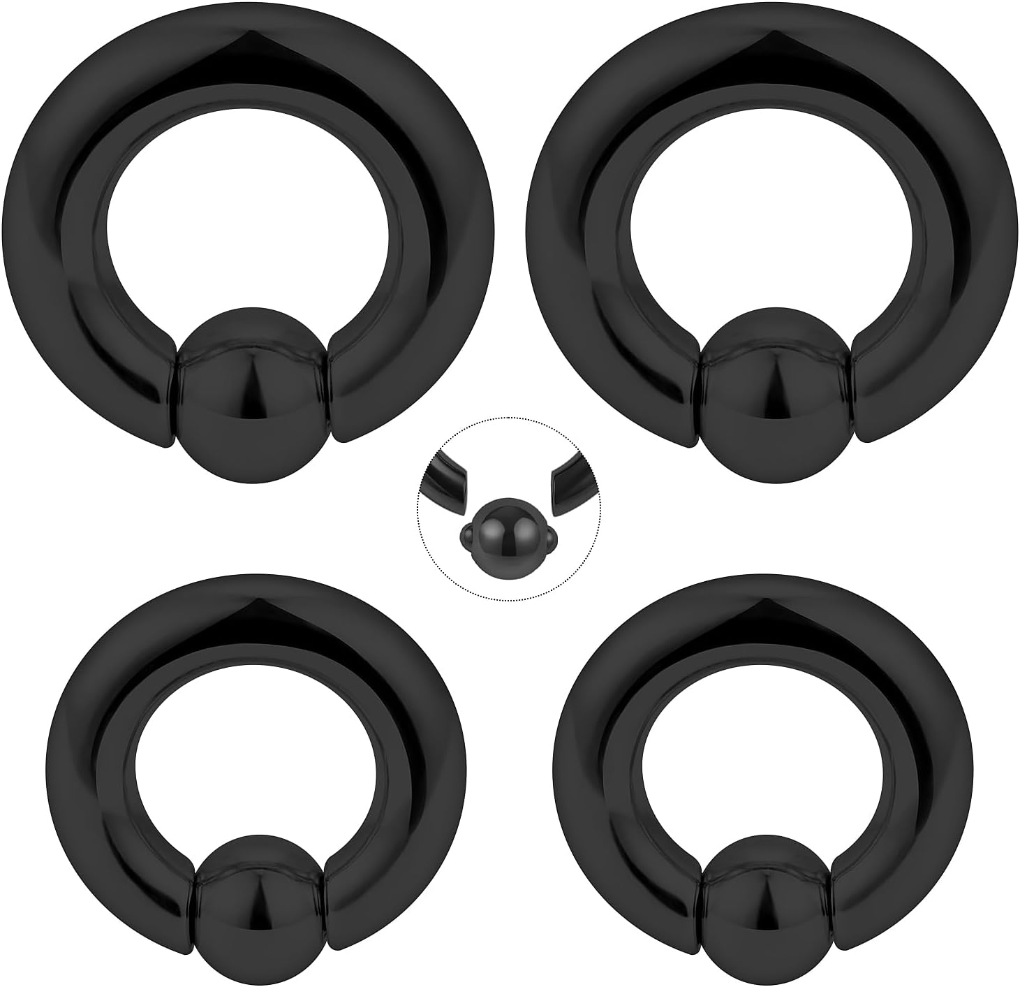 Ocptiy 12G-00G Septum Rings Ear Gauges Earrings Stretching Kit 316L Surgical Steel Internally Threaded Captive Bead Septum Pa Piercing Jewelry for Women 10mm 12mm 14mm 16mm