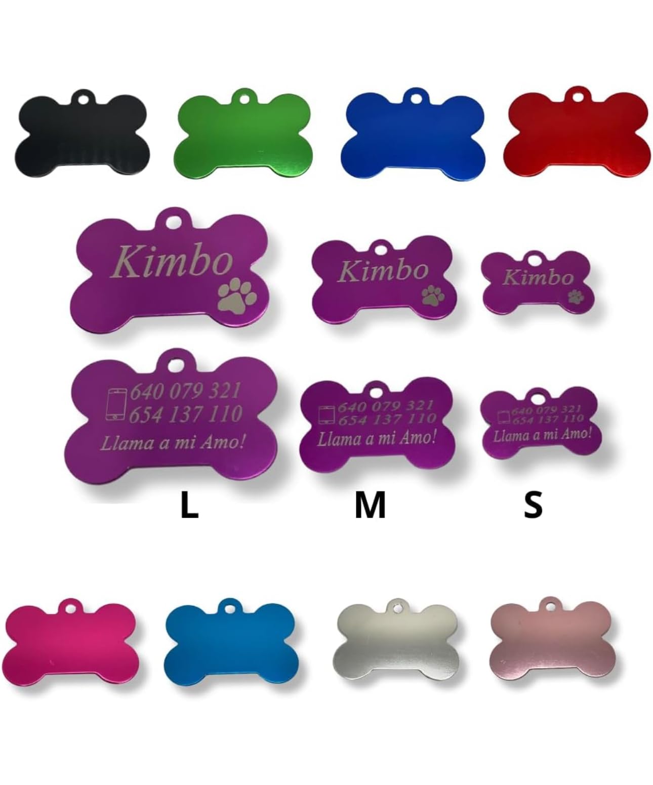 Chapa Identificación Personalizada para Perros y Gatos Pequeños a Medianos en Forma de Hueso Placa Identificativa Mascota Grabada Nombre Collar Colgante