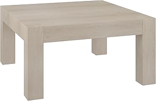 Henn&Hart 34" Square Coffee Table with Wood Top for Living Room, Family Room, Office, or Apartment, Alder White