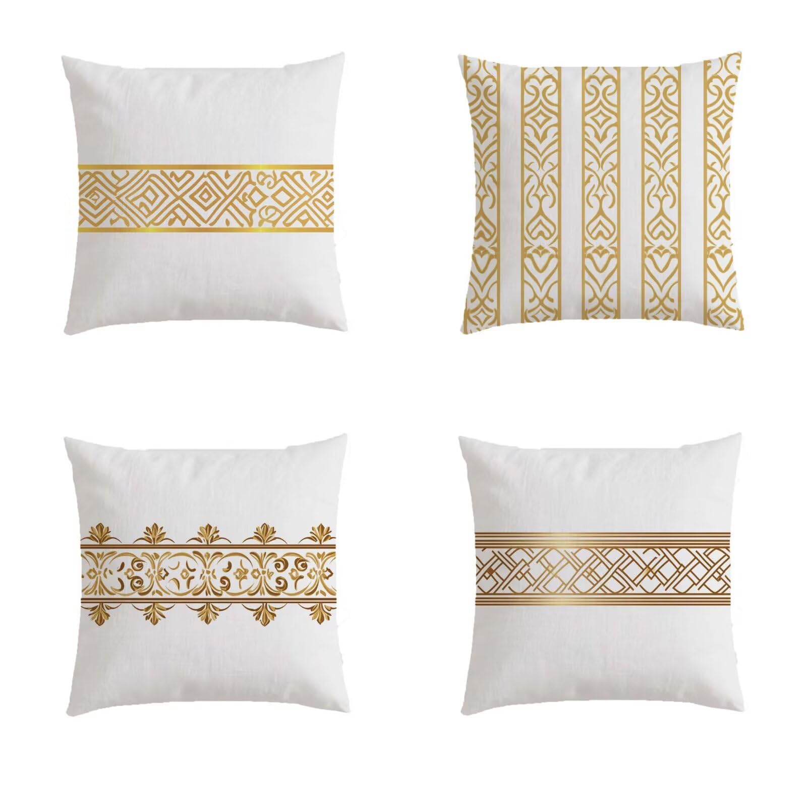 Housse coussin 80x80cm imperméable lot de 4 motifs stripes design scandinave
