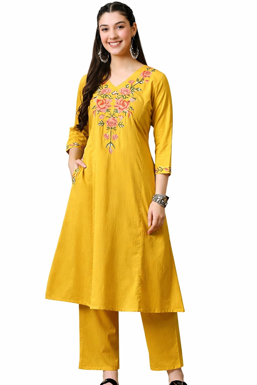 truvon fashions Women’s Solid Embroidered Anarkali Kurta and Pant Set Kurta with Pant Cord Set-picture-25