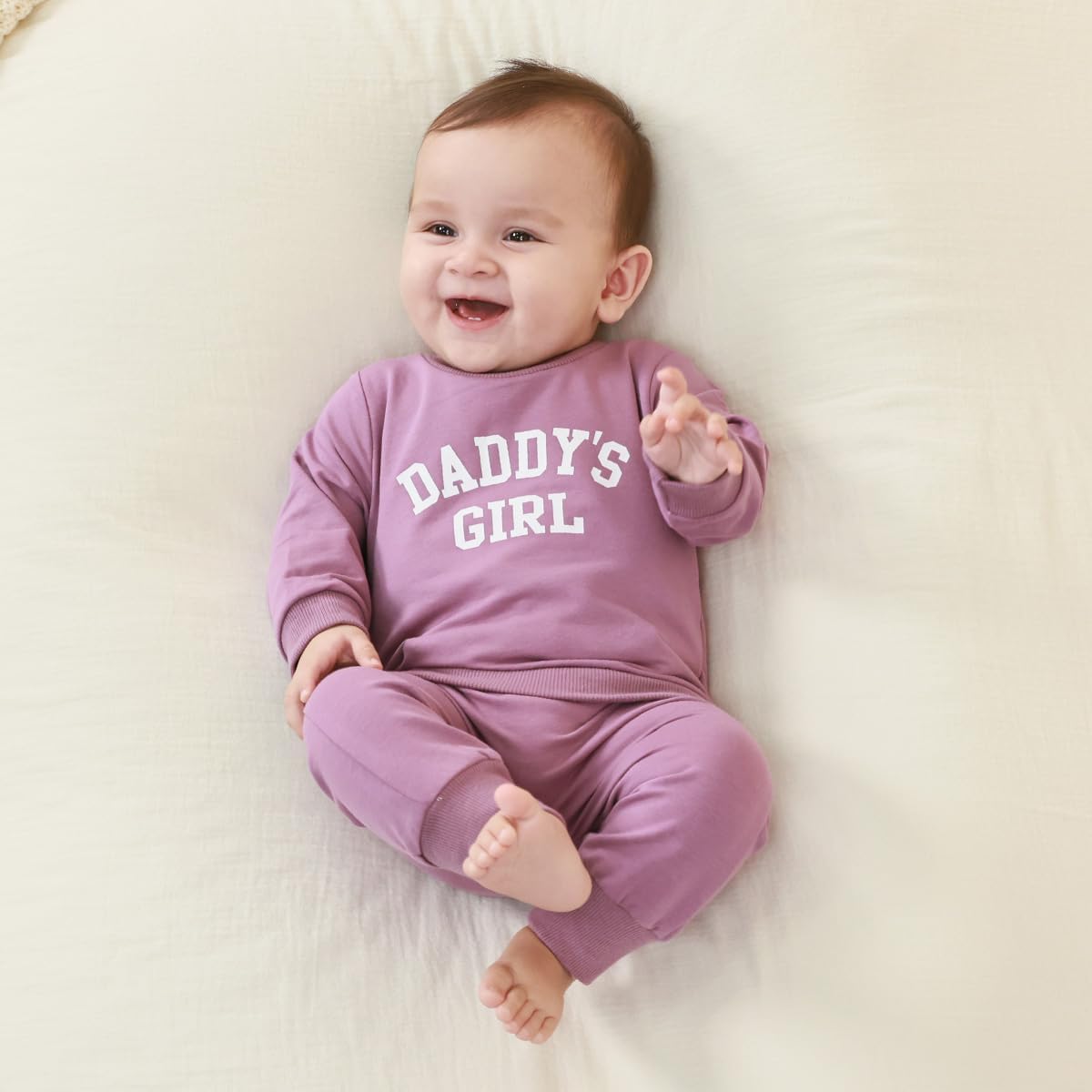 Yvowming Baby Girl Clothes Daddy’s Girl Long Sleeve Sweatshirt Pullover Tops + Joggers Pants Fall and Winter Outfit Set - Image 2