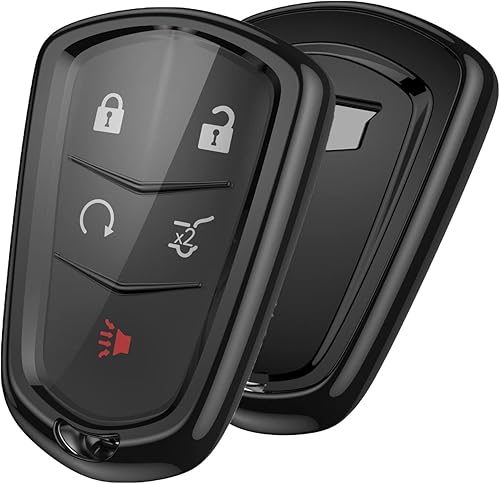 ELOHEI - Funda para llavero para Cadillac, llavero para Cadillac Escalade CTS SRX XT5 ATS STS CT6 5 botones, TPU suave premium, protección completa