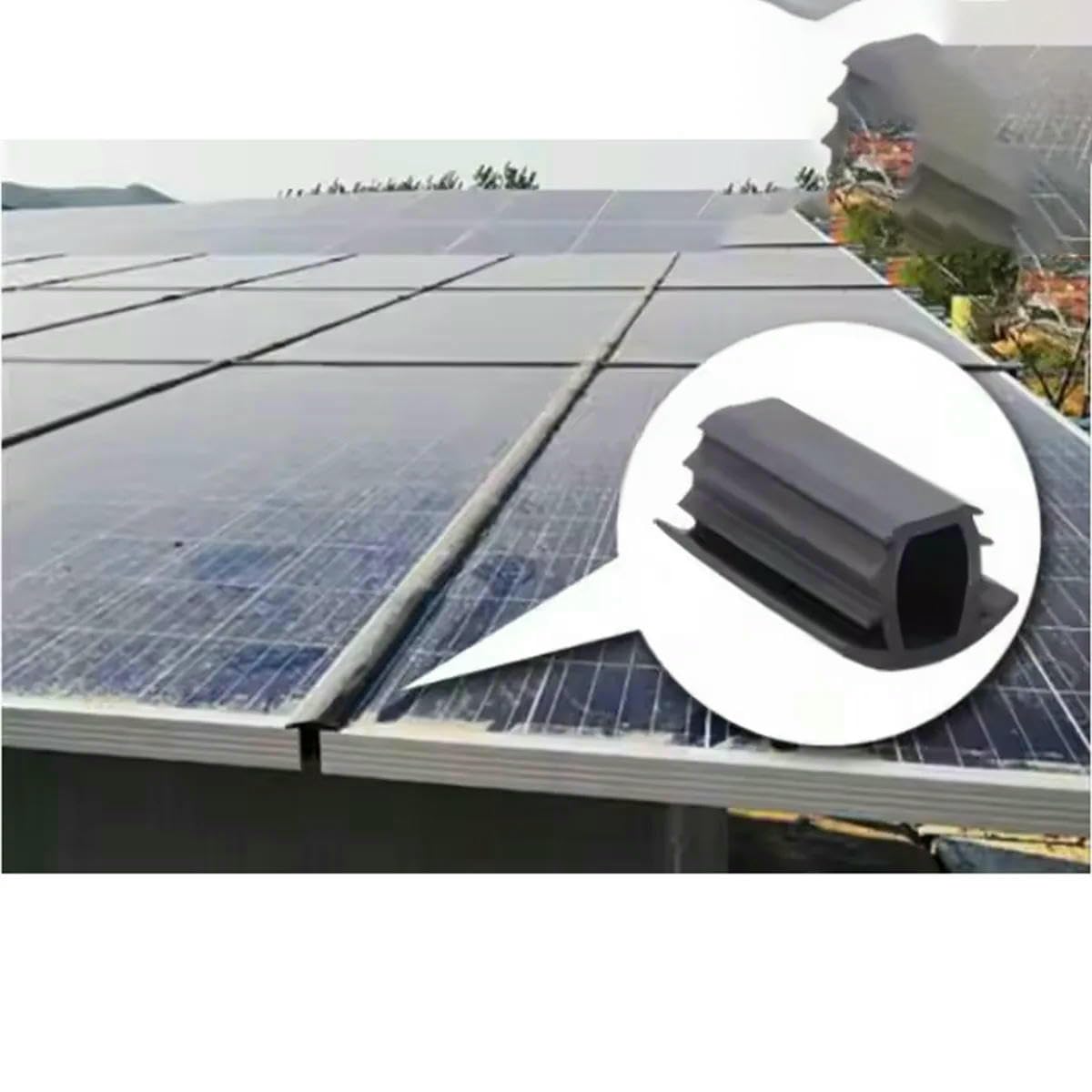 Bande d'étanchéité en caoutchouc extrudé EPDM/PVC/TPE en forme de T, monocristalline, 35 x 20 mm, 10 m, pour support photovoltaïque solaire, cache-câble métallique.