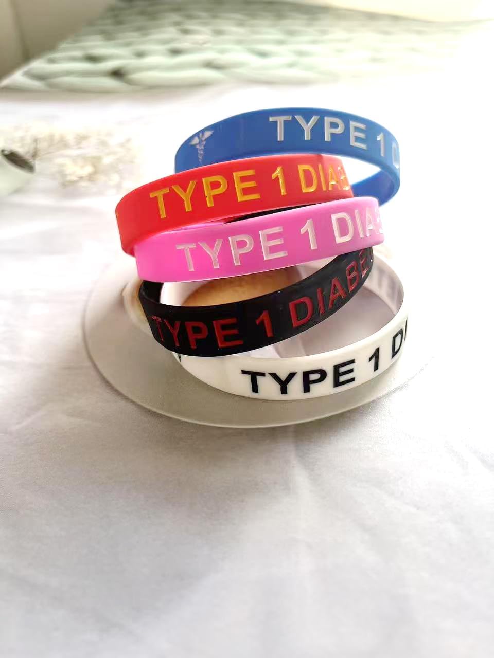 5 Pack Sport Medical Alert ID Blood Thinner Silicone Bracelet Rubber Medical Awareness Wristbands 7.5"