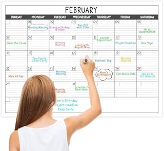 Large Dry Erase Calendar for Wall - Undated 1 Month Big Wall Calendar, 40" x 30", Erasable & Reusable Laminated Calendar Max with 8 Round Stickers, Great Layout Wall Calendar Dry Erase for Home, Office and School
