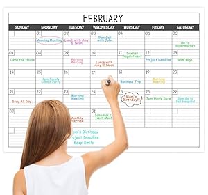 Large Dry Erase Calendar for Wall - Undated 1 Month Big Wall Calendar, 40" x 30", Erasable & Reusable Laminated Calendar Max with 8 Round Stickers, Great Layout Wall Calendar Dry Erase for Home, Office and School
