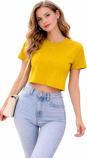 ZHA Women's Relaxed Fit Crop Top, Easy to Style for Casual or Chic Outfits, Trendy Cropped Length