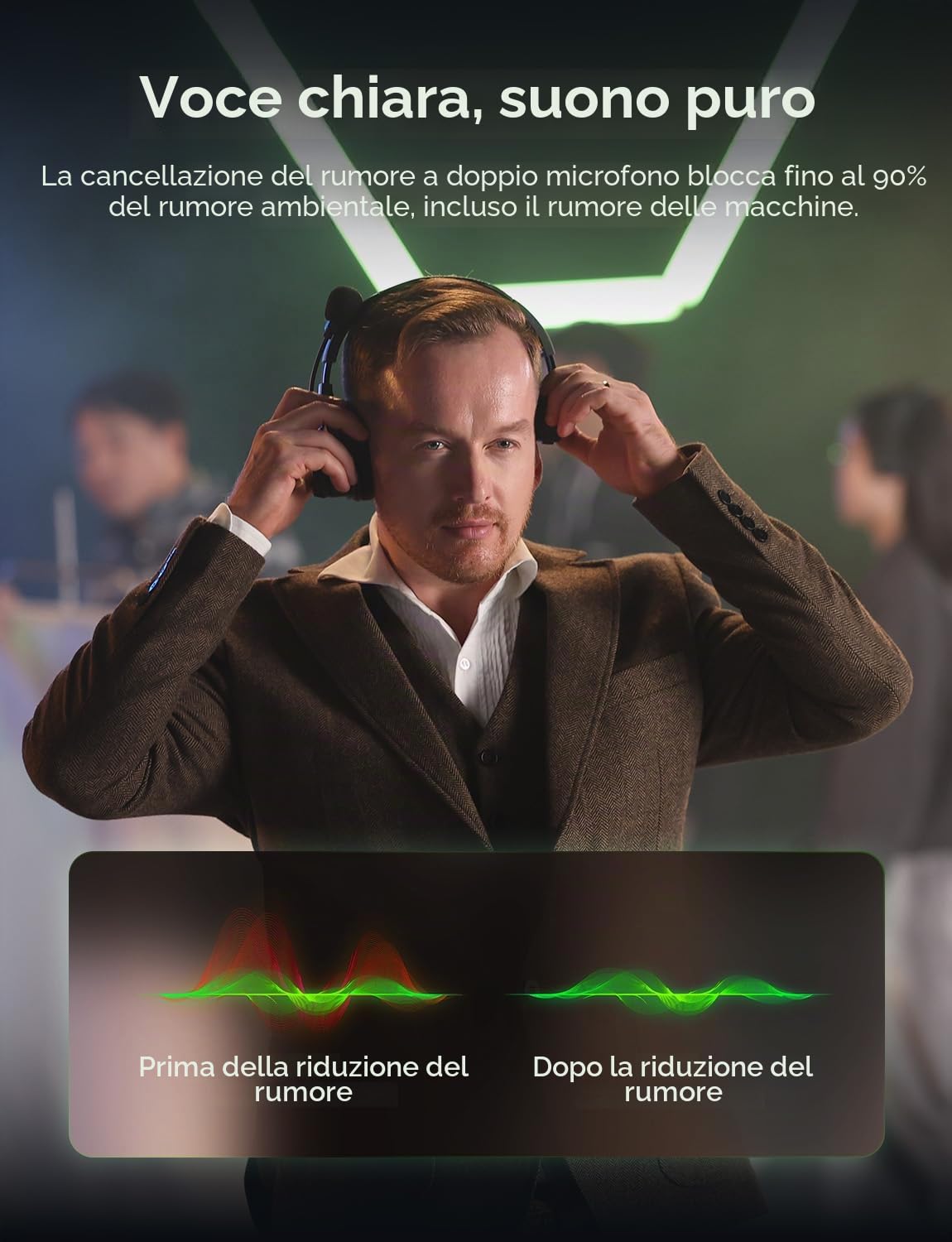 HollyView Solidcom SE Pro - Cuffie wireless ENC con cancellazione rumore, sistema interfono 399,9 m, comunicazione squadra auricolare singolo 3,5 mm, per riprese film