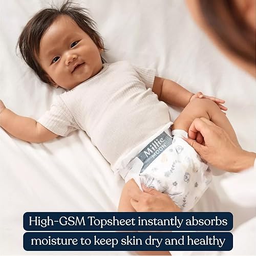 Miniatura 8 de Millie Moon - Pañales de lujo  Pañales desechables ultra suaves al tacto con 12 horas de absorción e indicador de humedad (N - 96 unidades)
