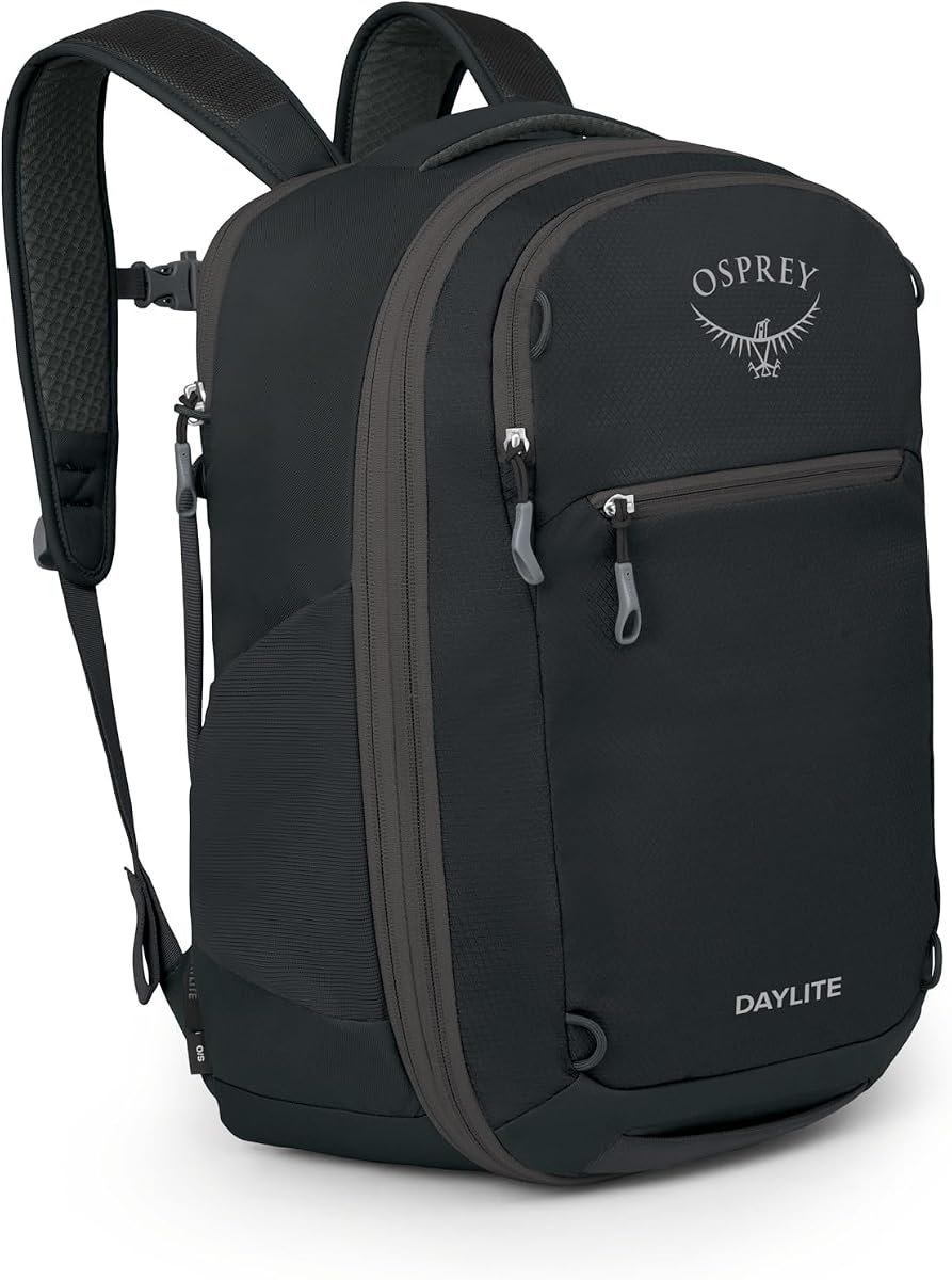 Osprey Daylite Expandable 26+6 Travel Pack, Black OS | travel backpack, carry on bag, laptop sleeve, personal item, Black color, OS size