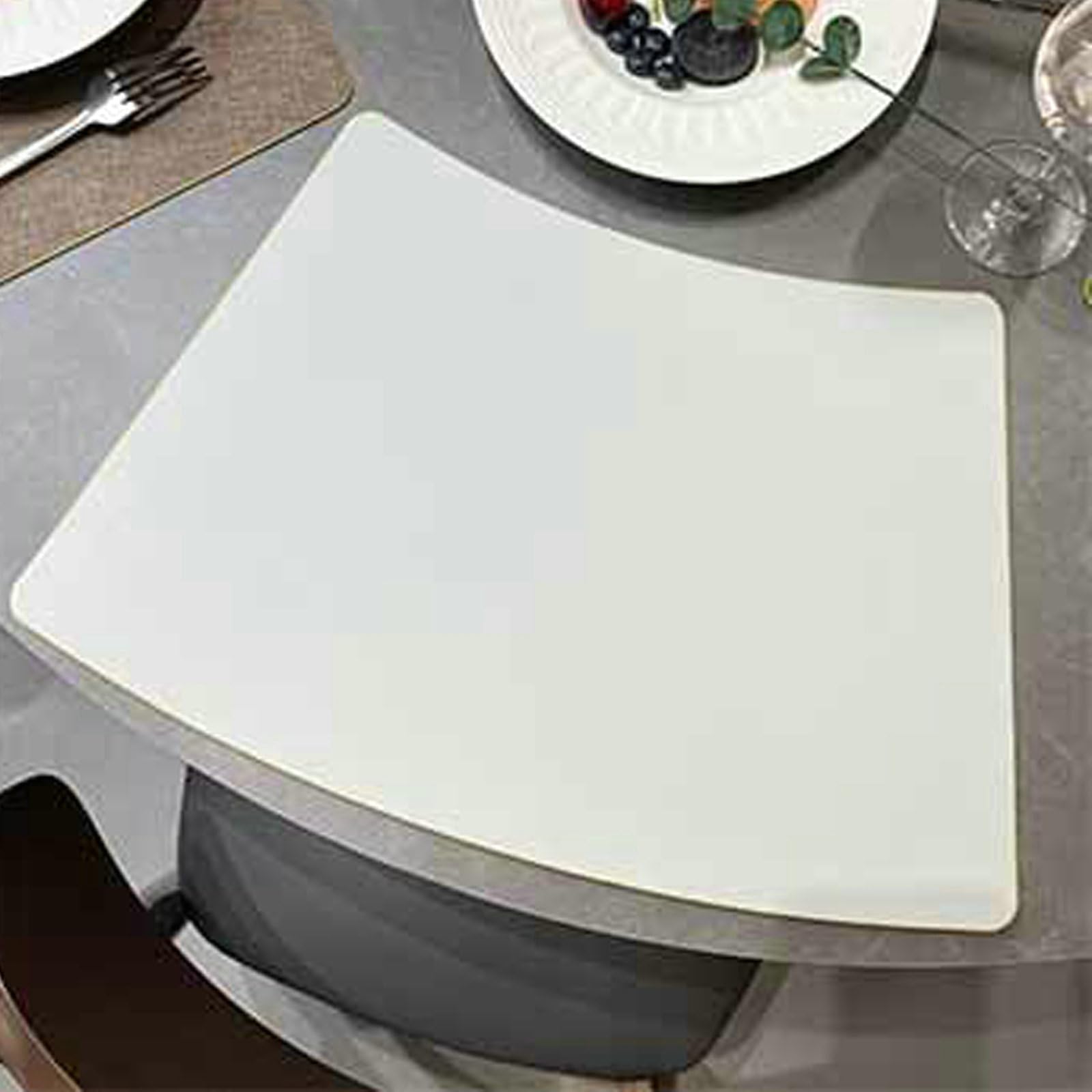 Juego de 6 manteles individuales de cuña de piel, resistentes al calor, antideslizantes, lavables, bicolor, reversibles, color gris claro, beige, blanco, para cocina, interior, fiesta, 50 x 37