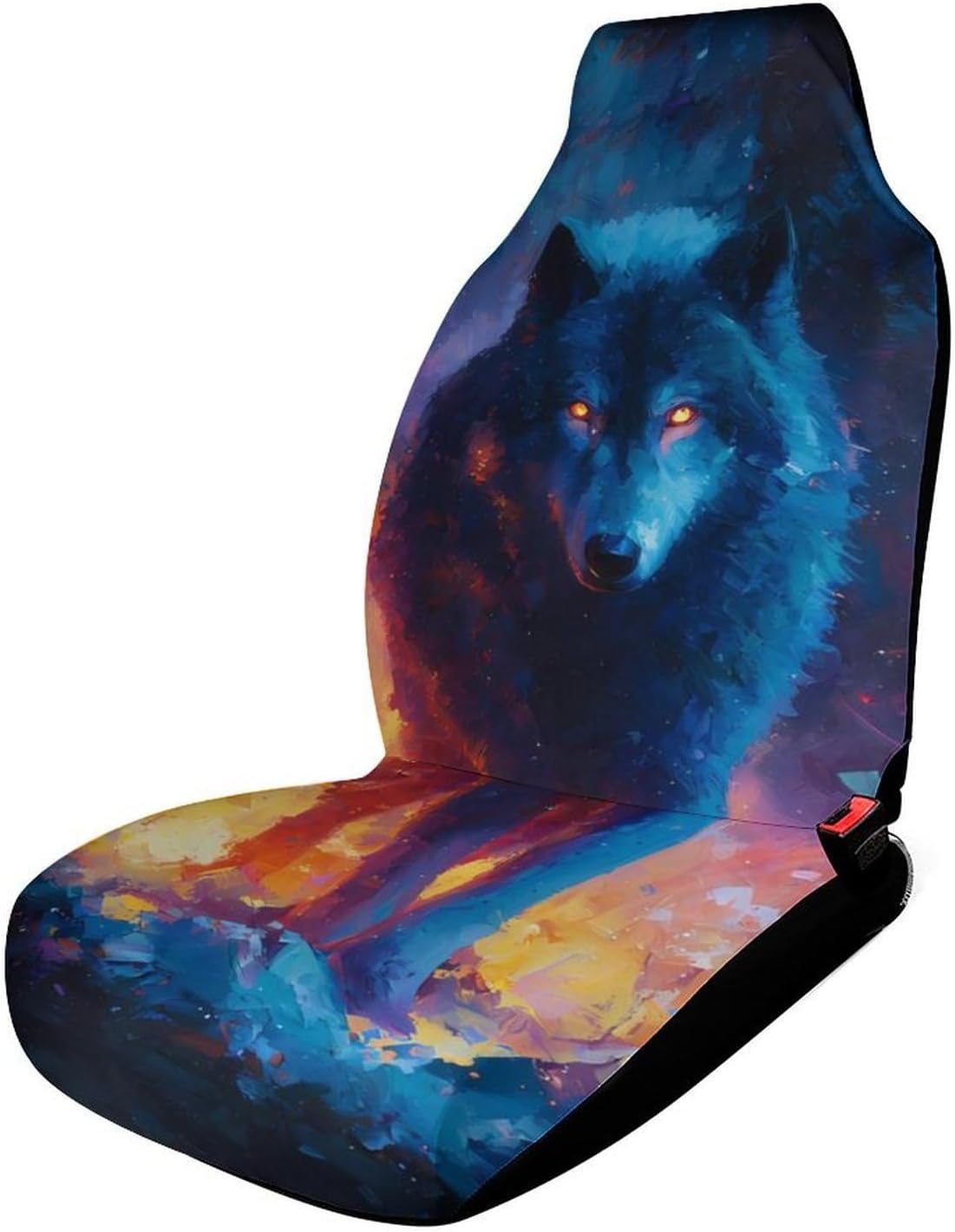 Wolf Glowing Eyes Burning Forests Car Seat Protector Front Seats Universal Fit Automotive Accessories