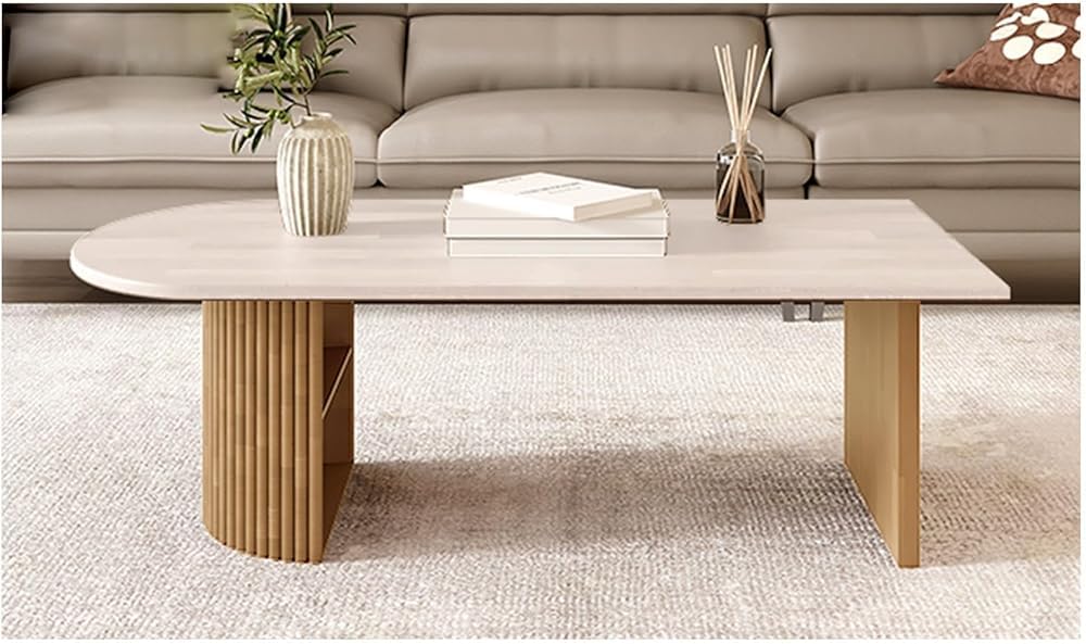Grande table basse avec rangement et surface imperméable en bois massif