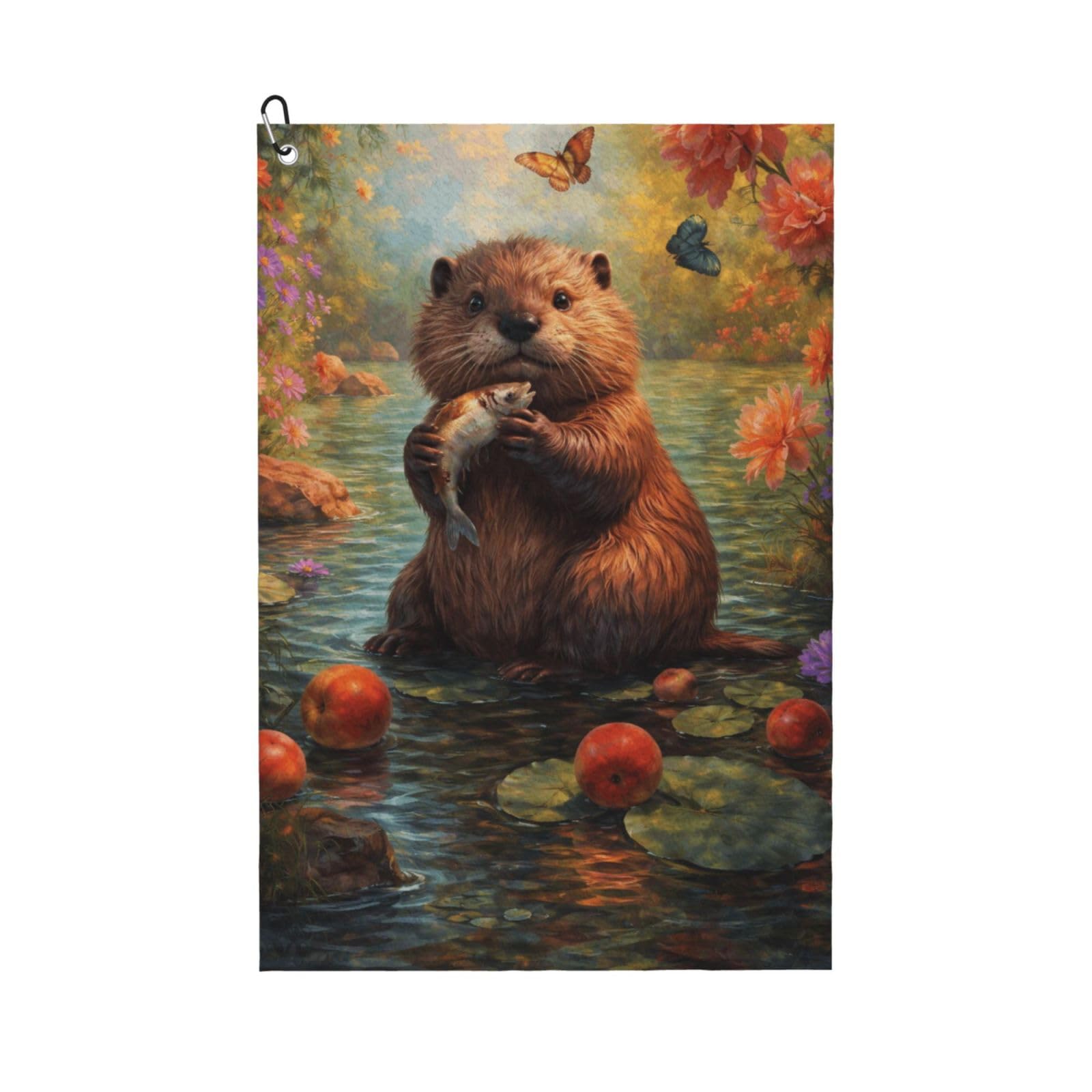 Oudrspo Cute Little Otter Multi-Functional Golf Towel | Absorbent Quick Drying 16x24in